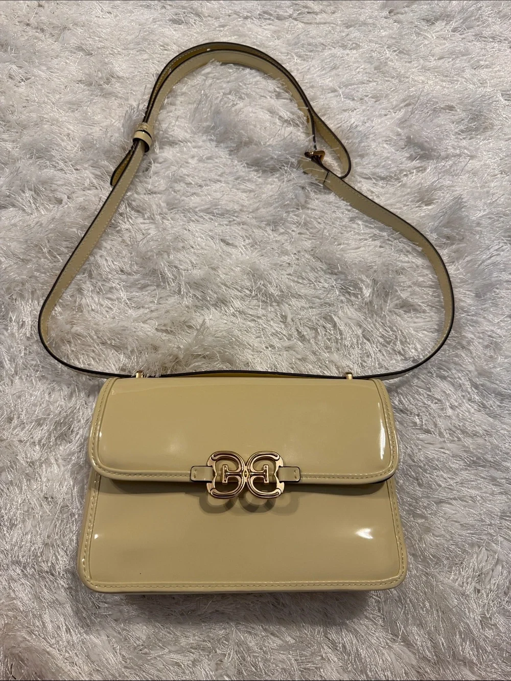 SAM EDELMAN Patent Leather Crossbody Shoulder Bag in Butter Yellow USED ONCE